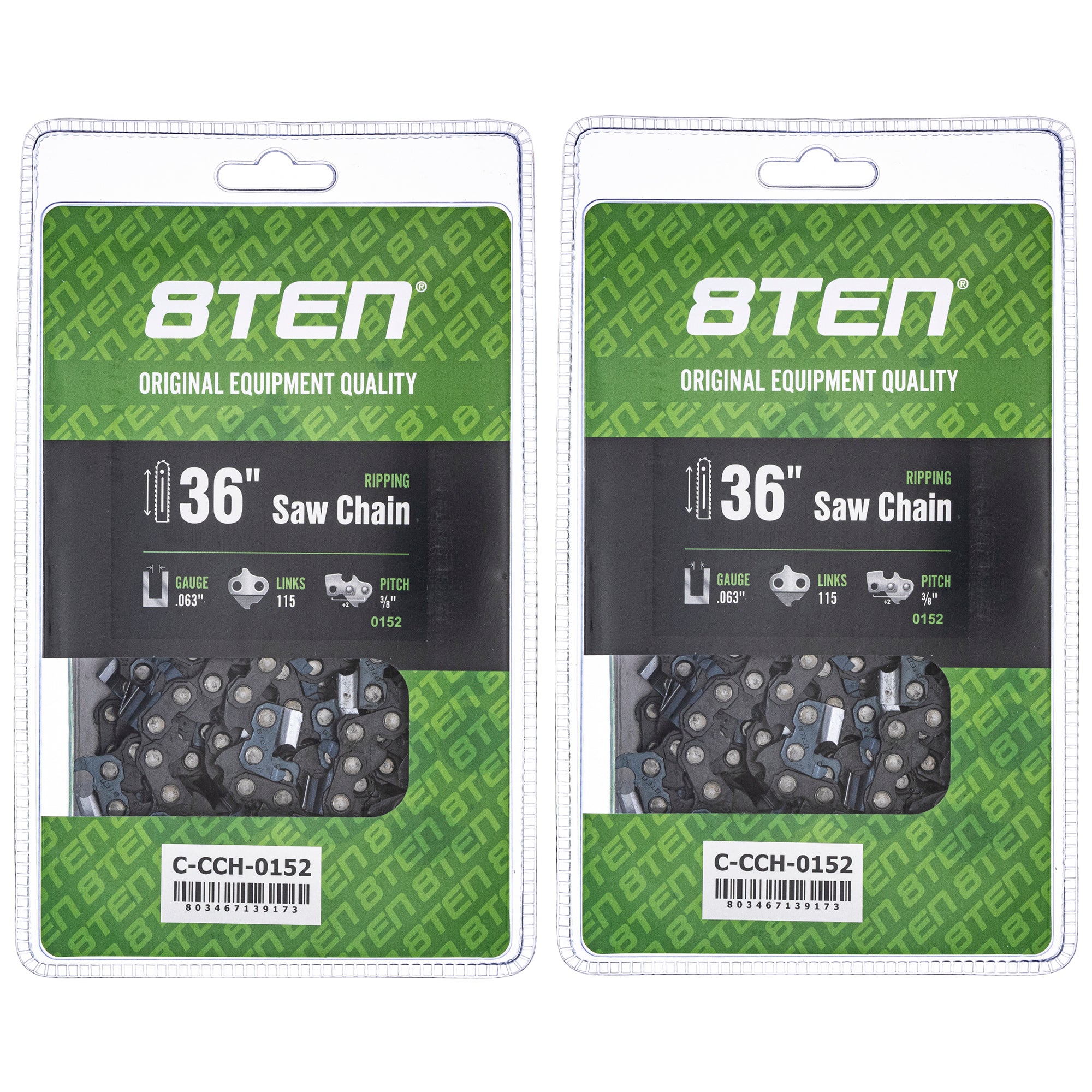 Chainsaw Chain 36 Inch .063 3/8 115DL 2-Pack for zOTHER Oregon PS 8TEN 810-CCC2374H