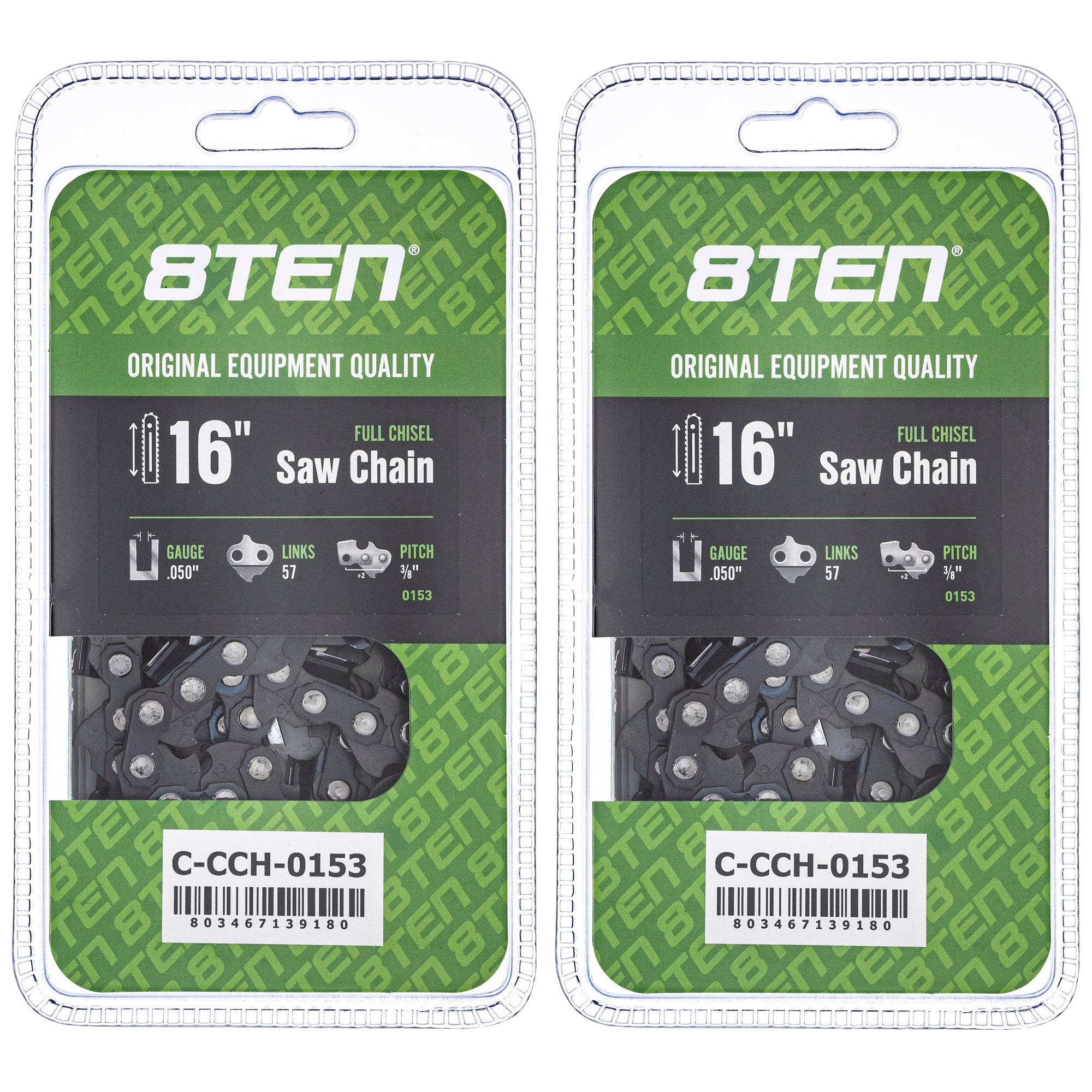 Chainsaw Chain 16 Inch .050 3/8 57DL 2-Pack for zOTHER Oregon Echo Shindaiwa Bear Cat 8TEN 810-CCC2375H