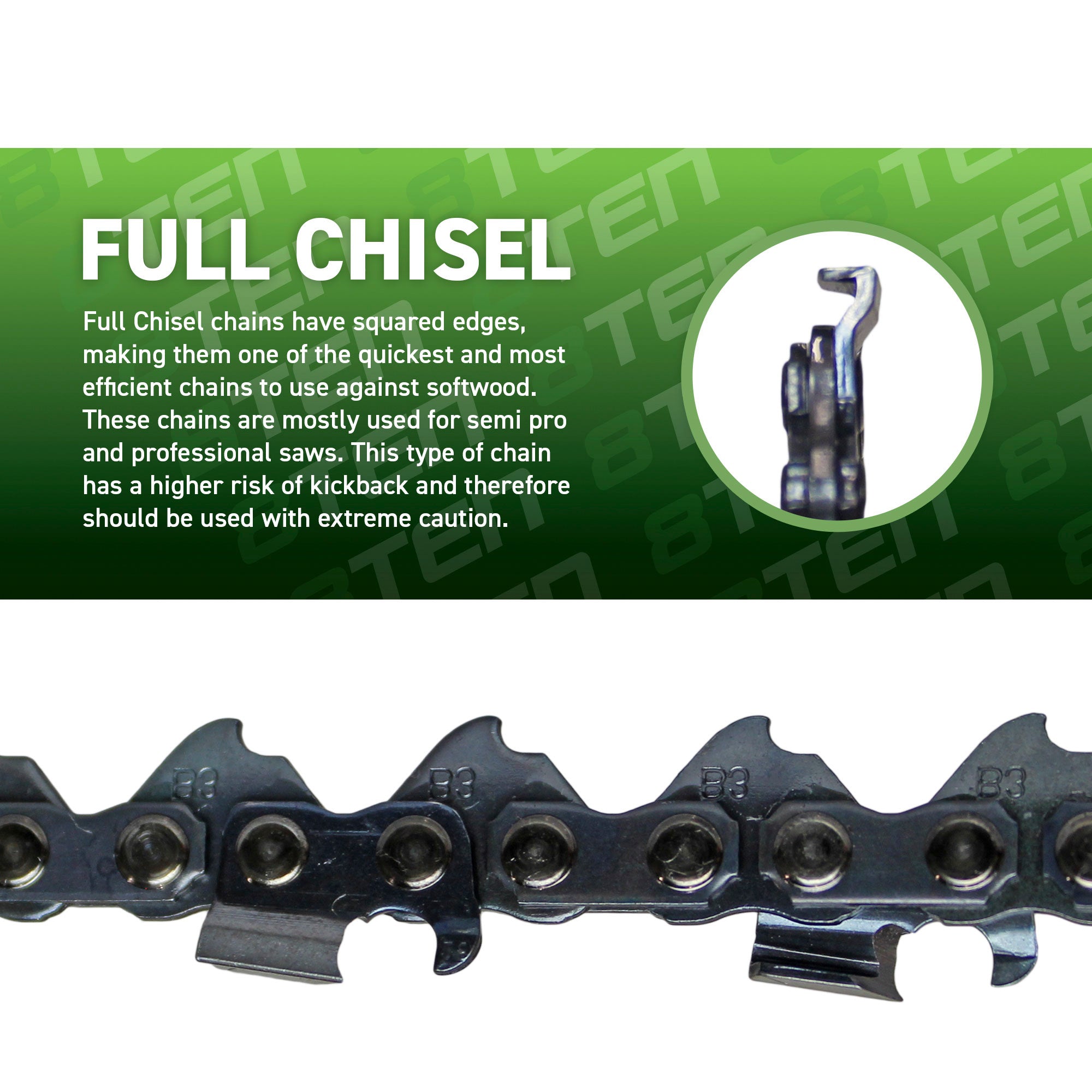 Chainsaw Chain 16 Inch .050 3/8 57DL For Echo Skil | 8TEN