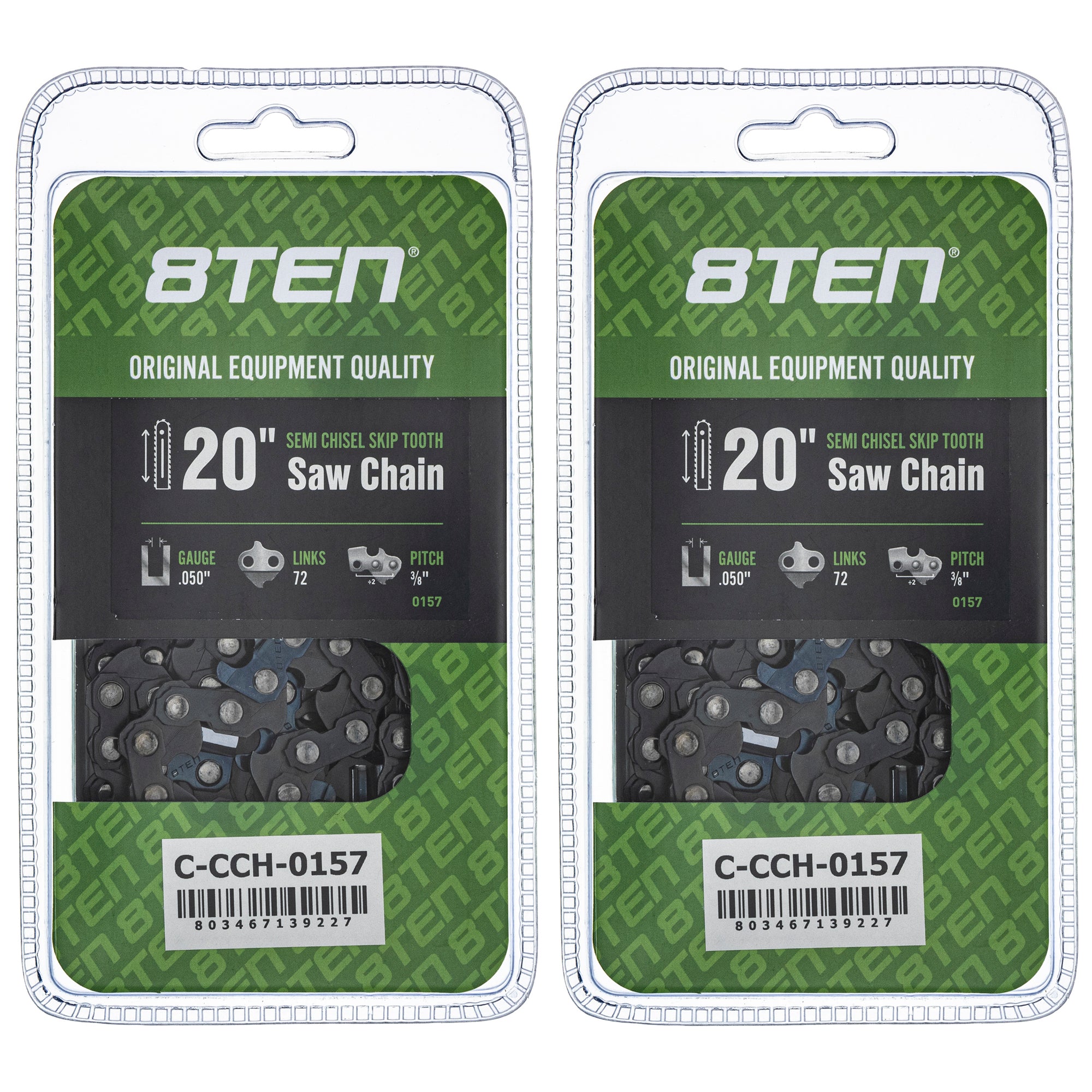 Chainsaw Chain 20 Inch .050 3/8 72DL 2-Pack for zOTHER Ref No Oregon Husqvarna Poulan 8TEN 810-CCC2379H