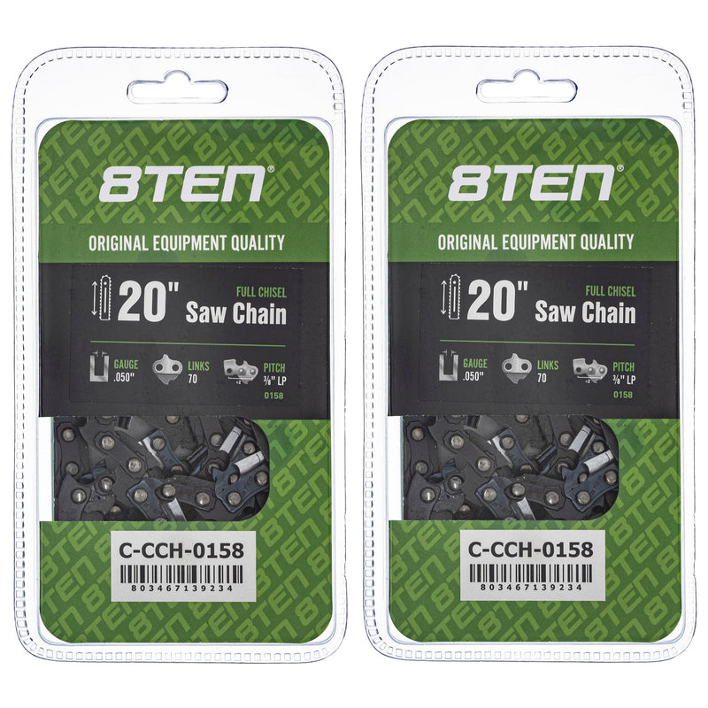 Chainsaw Chain 20 Inch .050 3/8 LP 70DL 2-Pack for zOTHER Stens Ref No Oregon Ref. Oregon 8TEN 810-CCC2370H