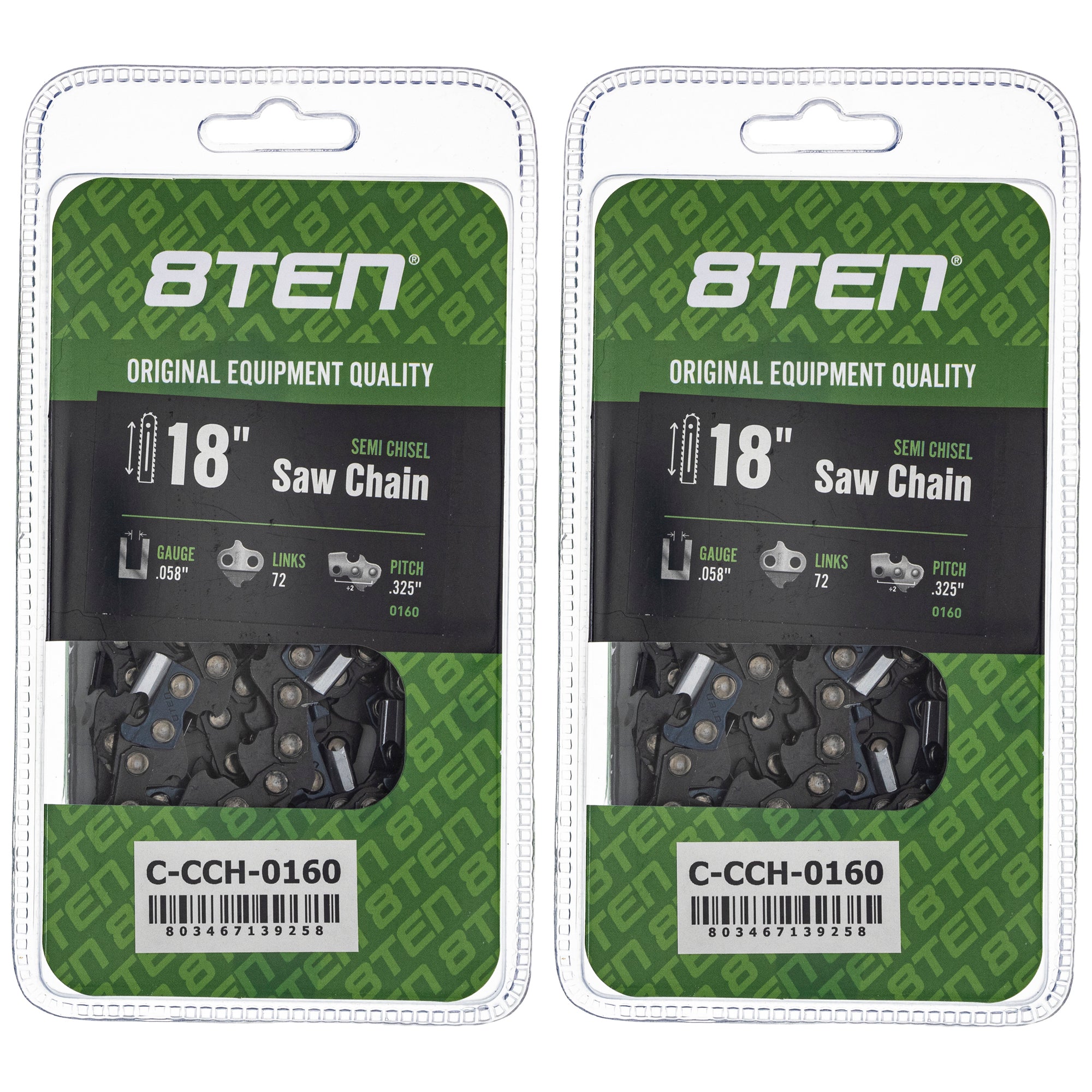 Chainsaw Chain 18 Inch .058 .325 72DL 2-Pack for zOTHER Oregon Ref. Oregon Husqvarna 8TEN 810-CCC2382H