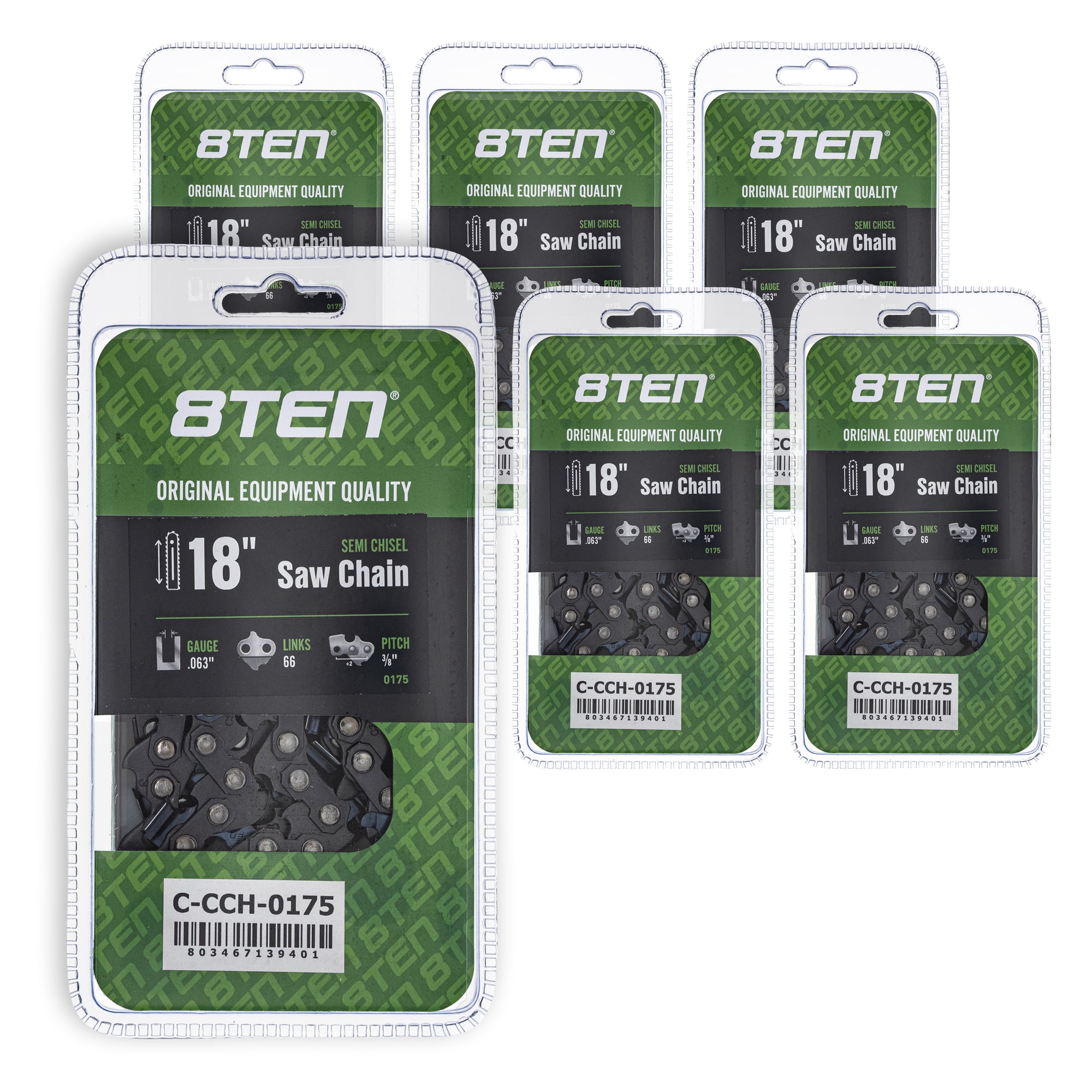 Chainsaw Chain 18 Inch .063 3/8 66DL 6-Pack for RC-M QS Pro MSE 8TEN 810-CCC2397H