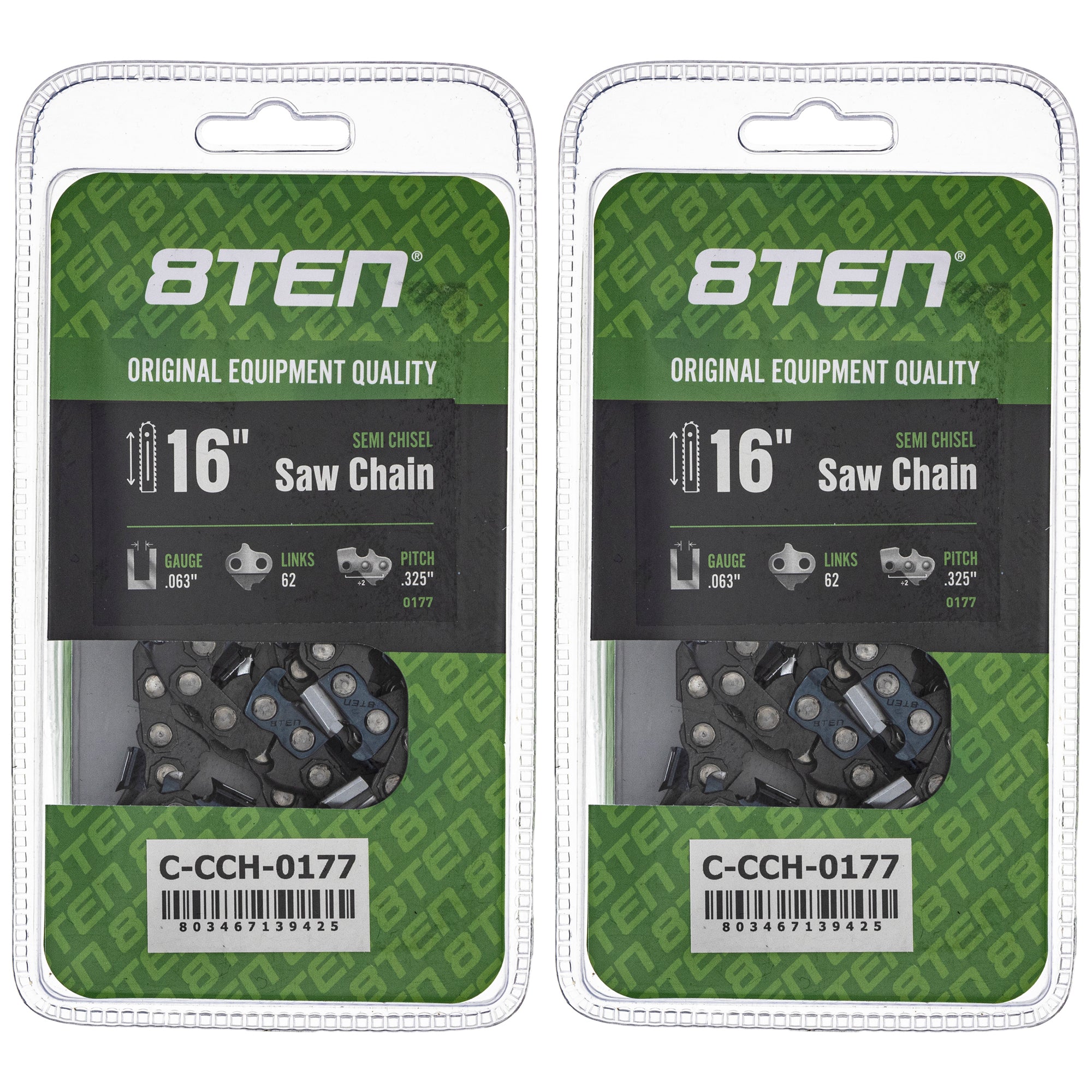 Chainsaw Chain 16 Inch .063 .325 62DL 2-Pack for zOTHER Oregon MS 25 070 025 8TEN 810-CCC2399H