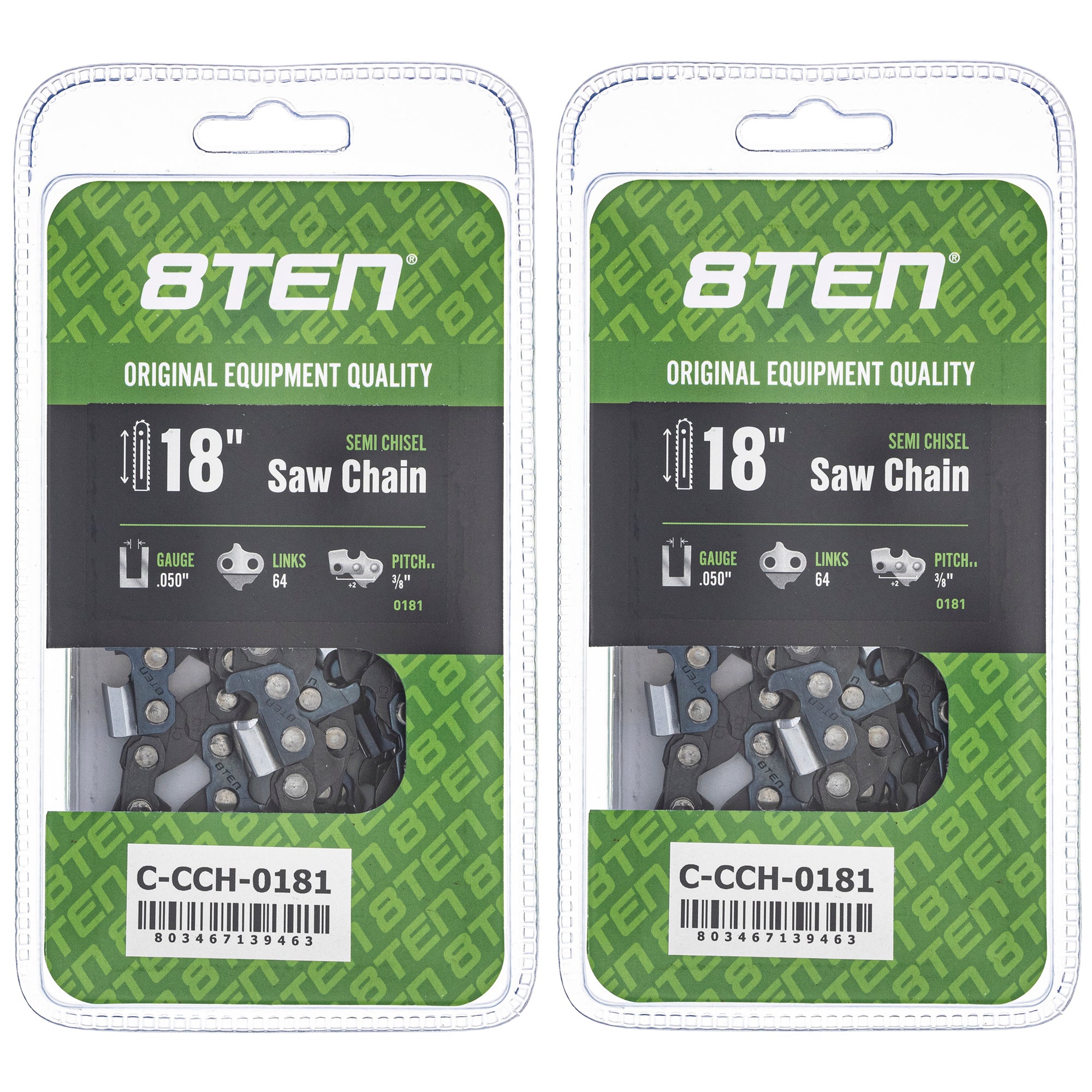 Chainsaw Chain 18 Inch .050 3/8 64DL 2-Pack for zOTHER Oregon Echo Shindaiwa Bear Cat 8TEN 810-CCC2303H