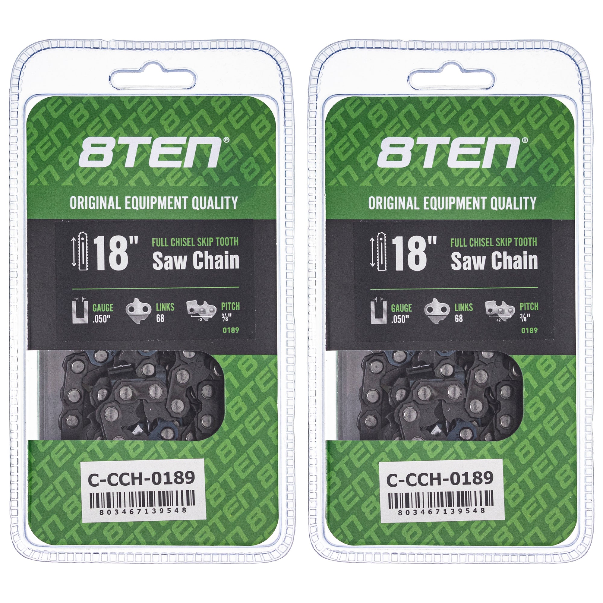 Chainsaw Chain 18 Inch .050 3/8 68DL 2-Pack for zOTHER Stens Ref No Oregon Husqvarna 8TEN 810-CCC2301H