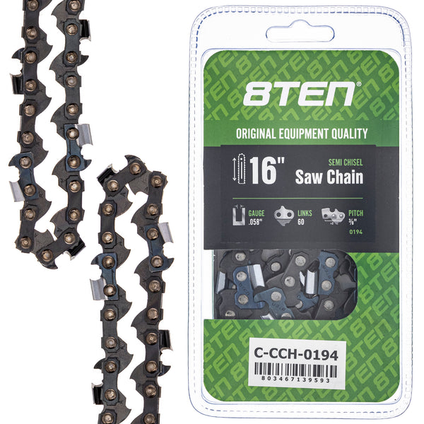 Chainsaw Chain 16 Inch .058 3/8 60DL For 73LPX060G | 8TEN