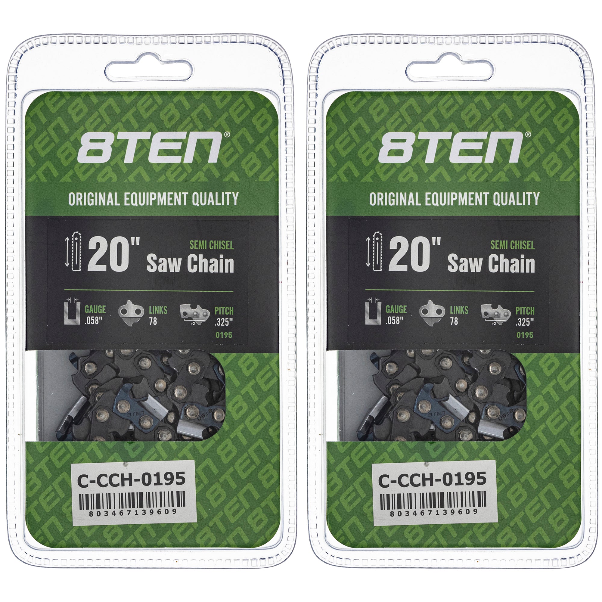 Chainsaw Chain 20 Inch .058 .325 78DL 2-Pack for zOTHER Oregon PS EA6101P53G EA6100PREG 8TEN 810-CCC2317H