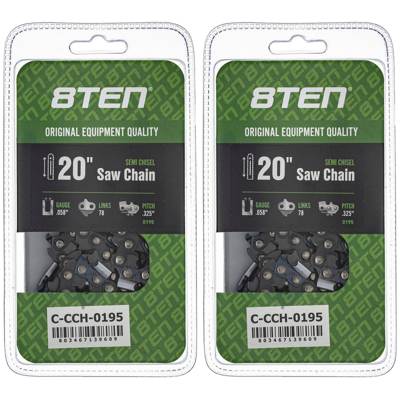 Chainsaw Chain 20 Inch .058 .325 78DL 2-Pack for zOTHER Oregon 8TEN 810-CCC2317H