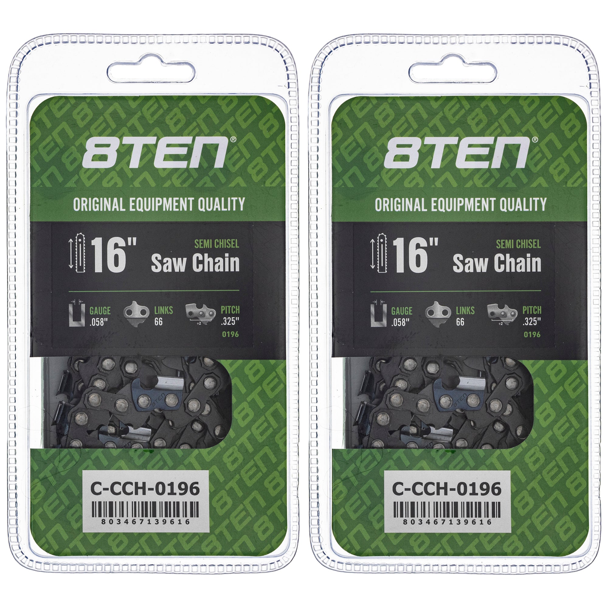 Chainsaw Chain 16 Inch .058 .325 66DL 2-Pack for zOTHER Oregon PS 654 652 651SP 8TEN 810-CCC2318H