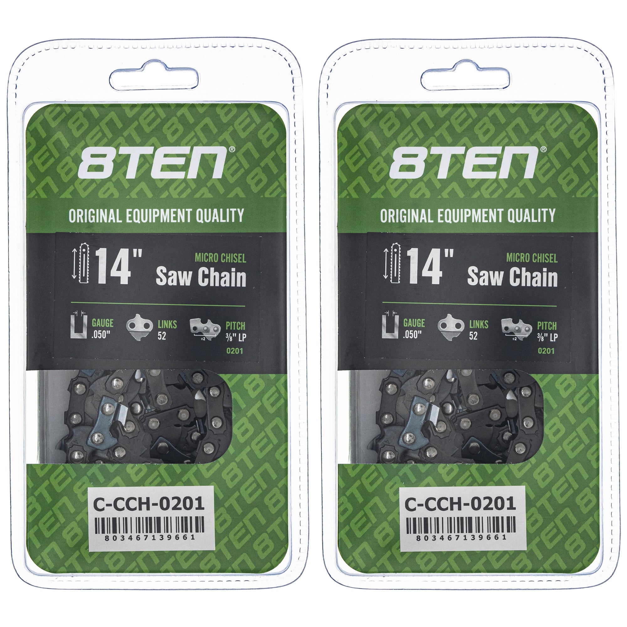 Chainsaw Chain 14 Inch .050 3/8 LP 52DL 2-Pack for zOTHER Stens Oregon Ref. Oregon 8TEN 810-CCC2423H