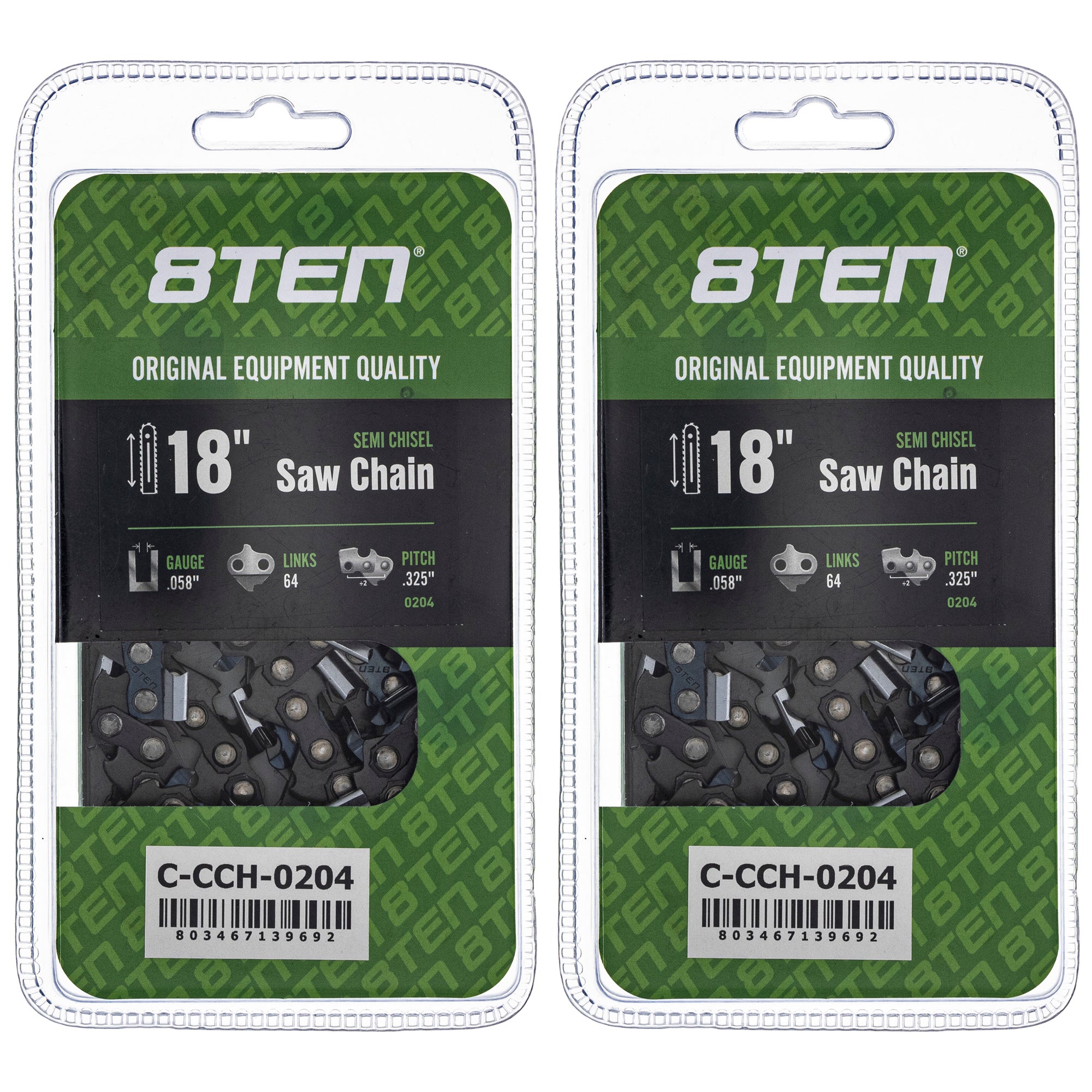 Chainsaw Chain 18 Inch .058 .325 64DL 2-Pack for zOTHER Oregon PS EA6101P53G EA6100PREG 8TEN 810-CCC2426H