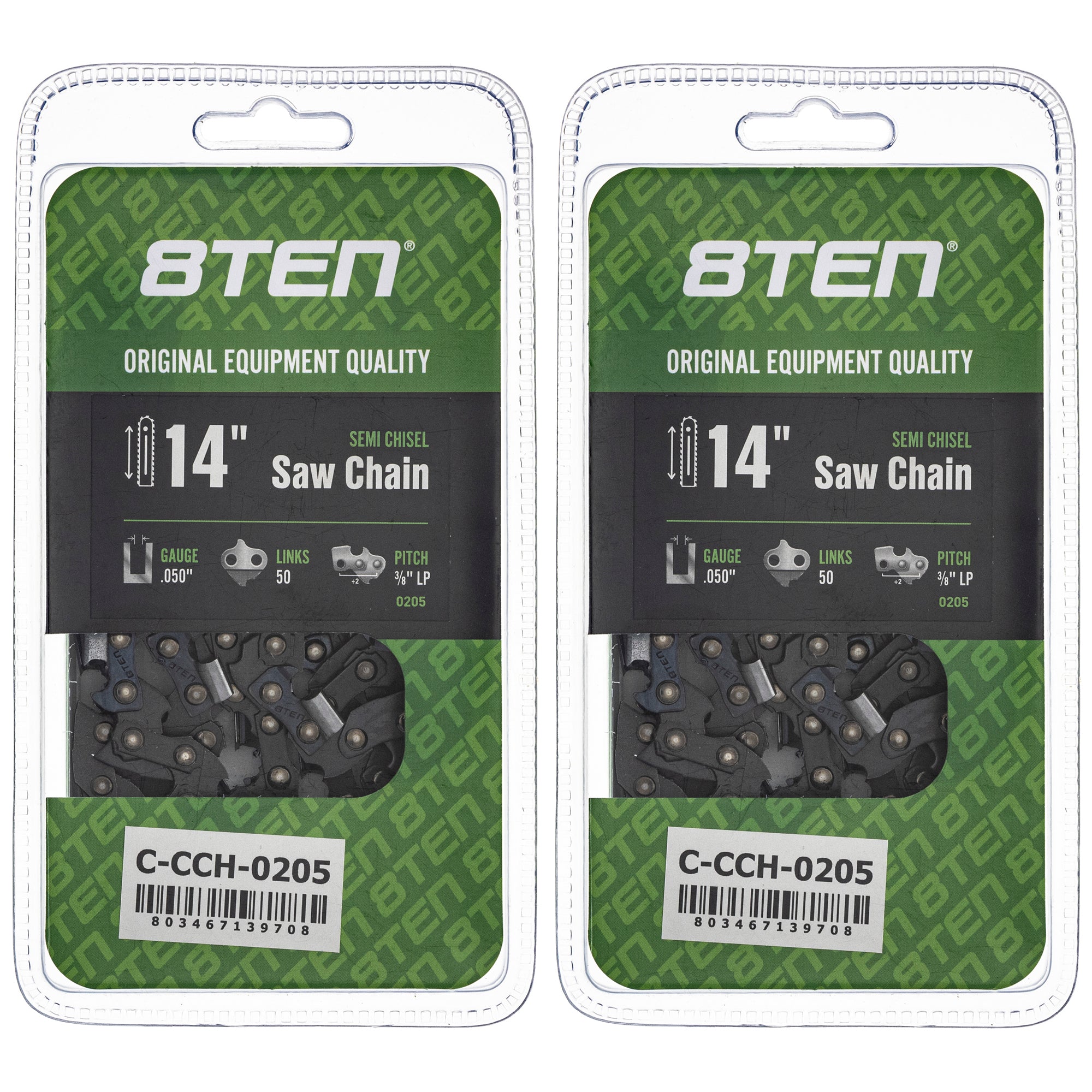 Chainsaw Chain 14 Inch .050 3/8 LP 50DL 2-Pack for zOTHER Oregon OLE MSE MS Mac 8TEN 810-CCC2427H