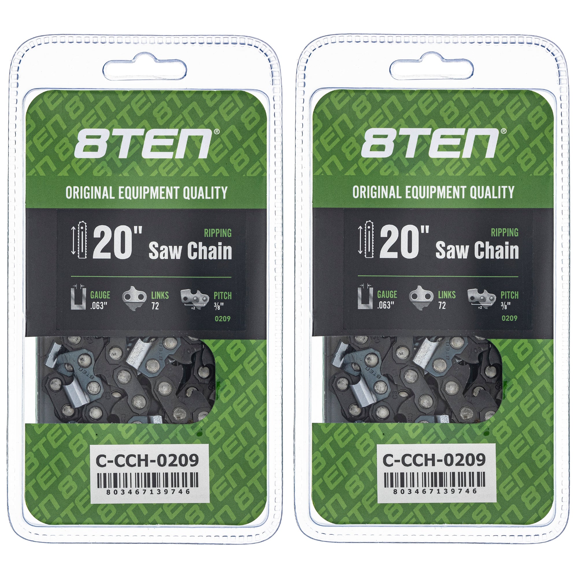 Chainsaw Chain 20 Inch .063 3/8 72DL 2-Pack for zOTHER Oregon MSE MS E 066 8TEN 810-CCC2421H