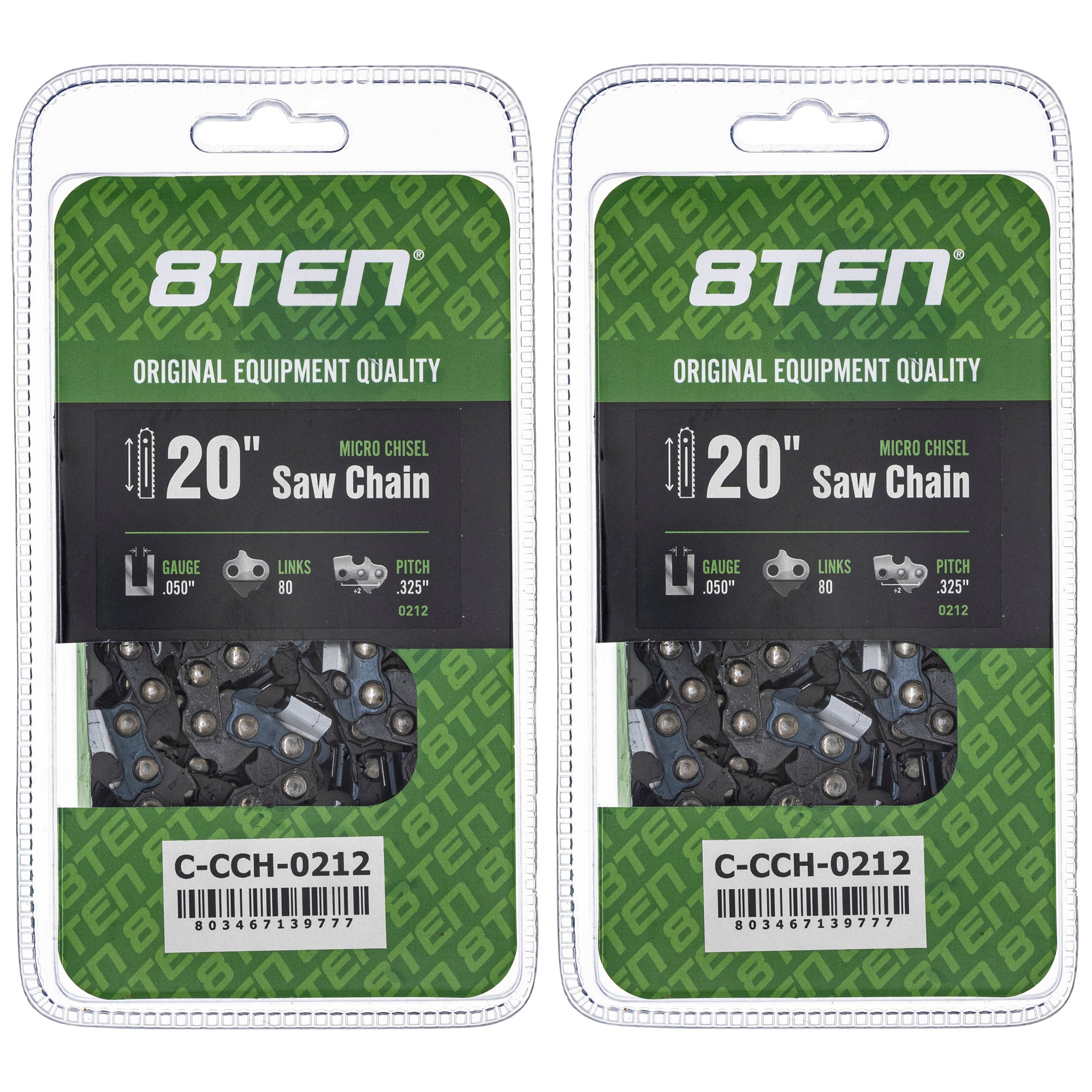 Chainsaw Chain 20 Inch .050 .325 80DL 2-Pack for zOTHER Oregon Echo Shindaiwa Bear Cat 8TEN 810-CCC2434H