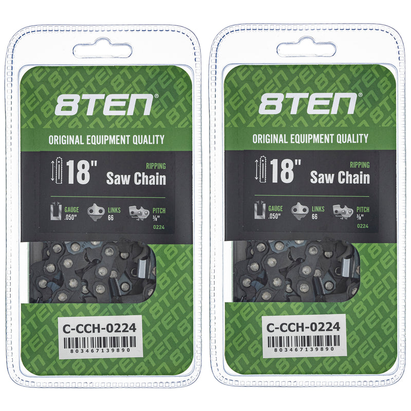 Chainsaw Chain 18 Inch .050 3/8 66DL 2-Pack for zOTHER Ref No Oregon Echo Shindaiwa Bear 8TEN 810-CCC2446H