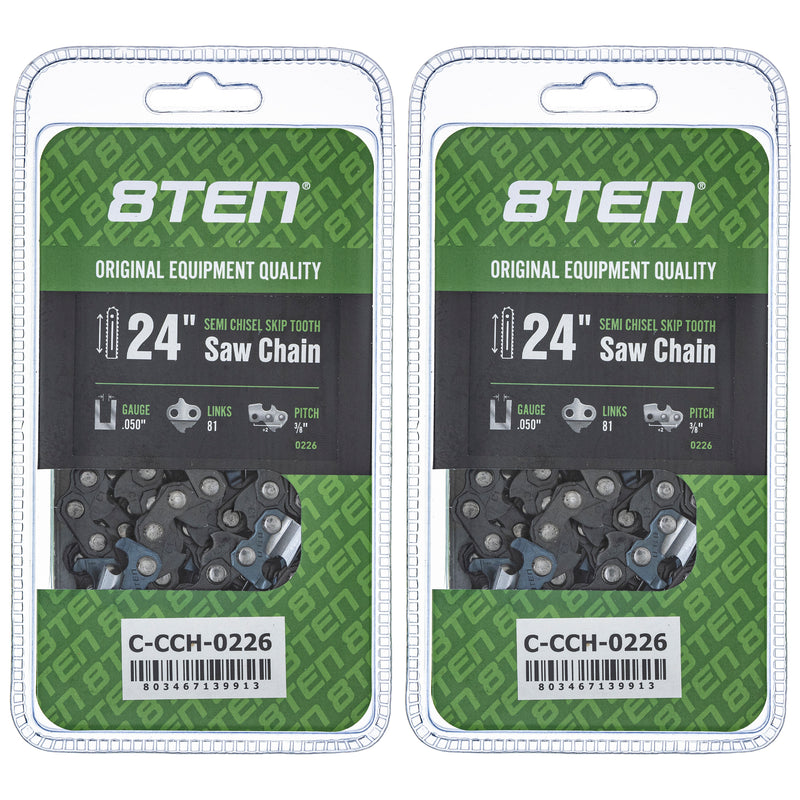 Chainsaw Chain 24 Inch .050 3/8 81DL 2-Pack for zOTHER Oregon Echo Shindaiwa Bear Cat 8TEN 810-CCC2448H