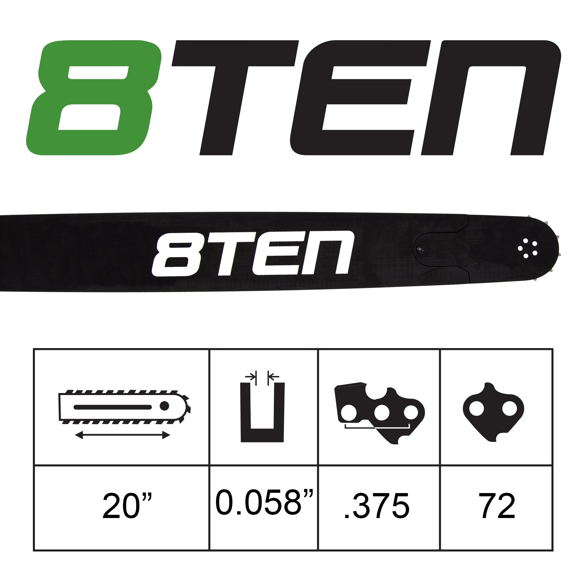 20 Inch Chainsaw Guide Bar For Dolmar Husqvarna | 8TEN