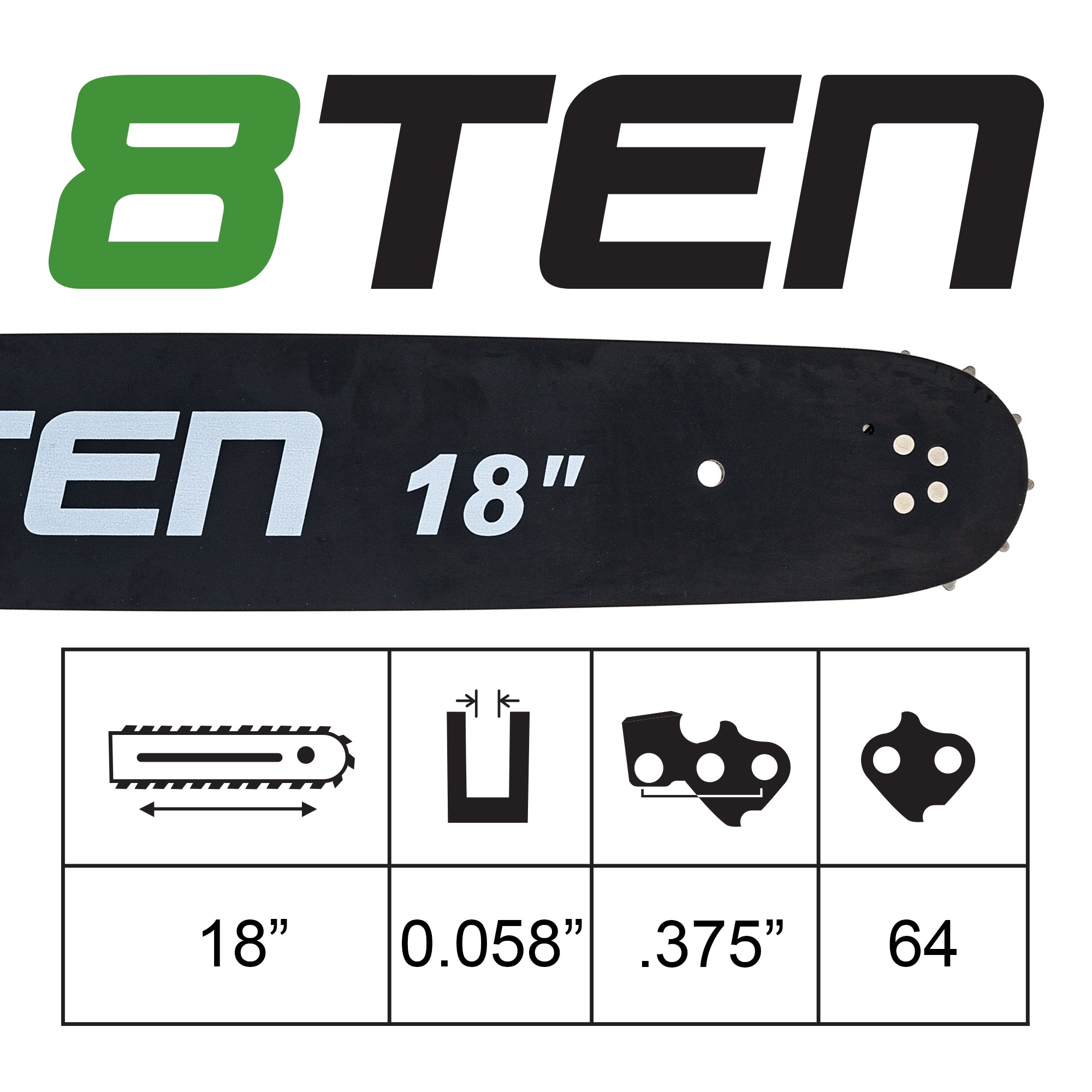 18 Inch Chainsaw Guide Bar For Jonsered Husqvarna | 8TEN