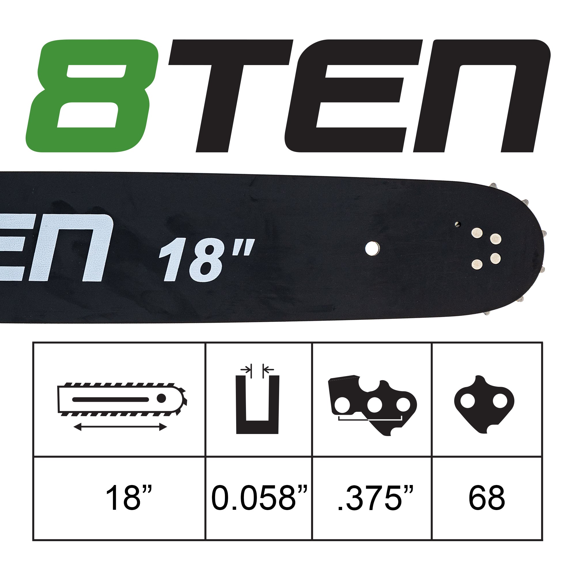 18 Inch Chainsaw Guide Bar For Dolmar Husqvarna | 8TEN
