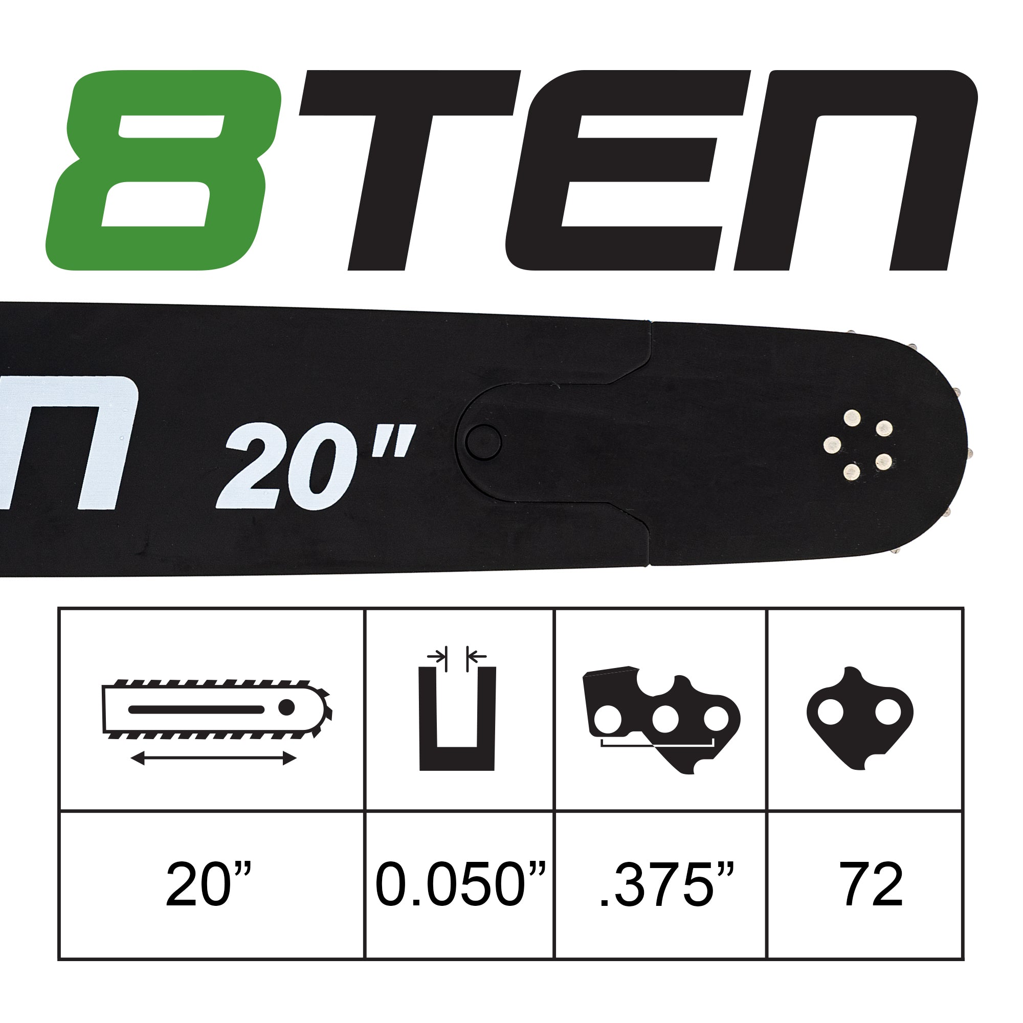 20 Inch Chainsaw Guide Bar For Husqvarna Jonsered | 8TEN
