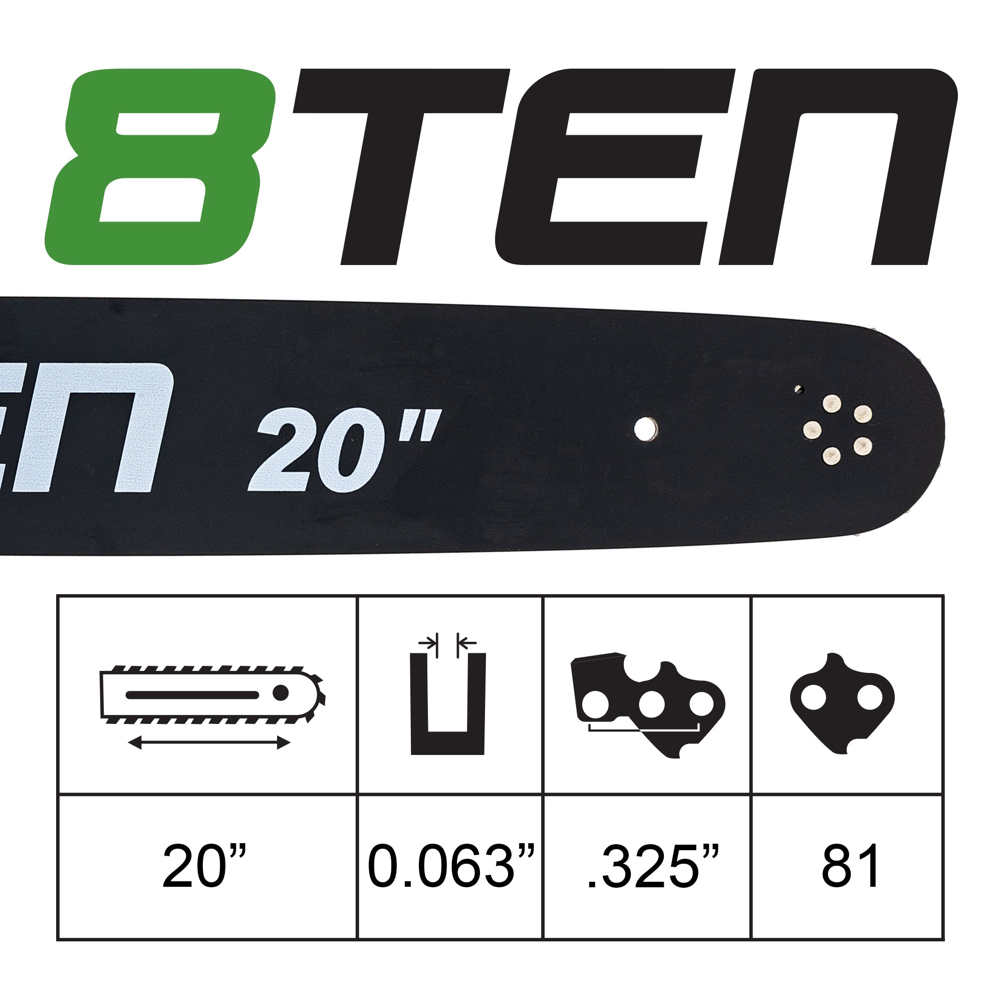 CHABINページ 16 Inch Chainsaw Guide Bar For 30038913 | 8TEN
