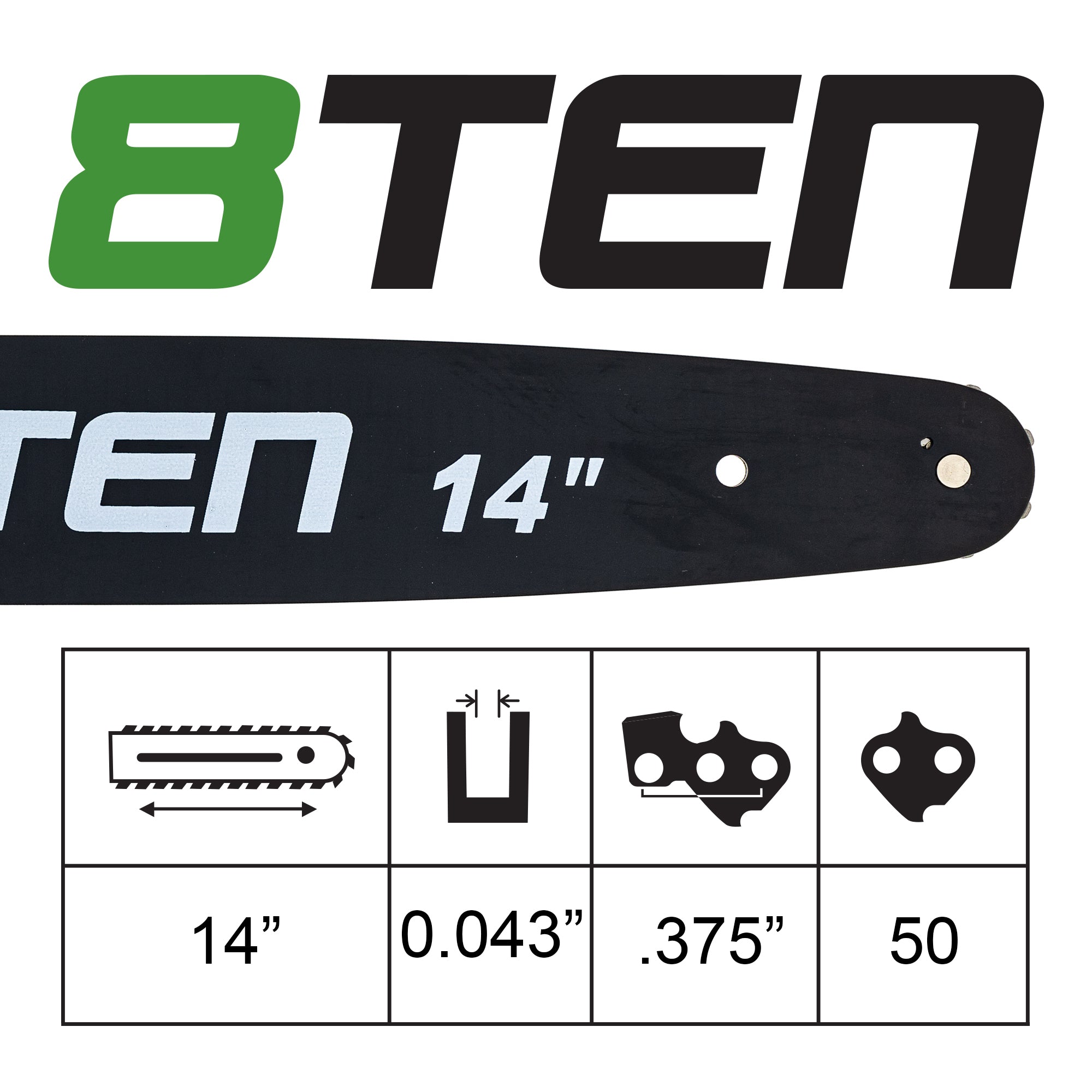 14 Inch Chainsaw Guide Bar For 144SDEA074 | 8TEN