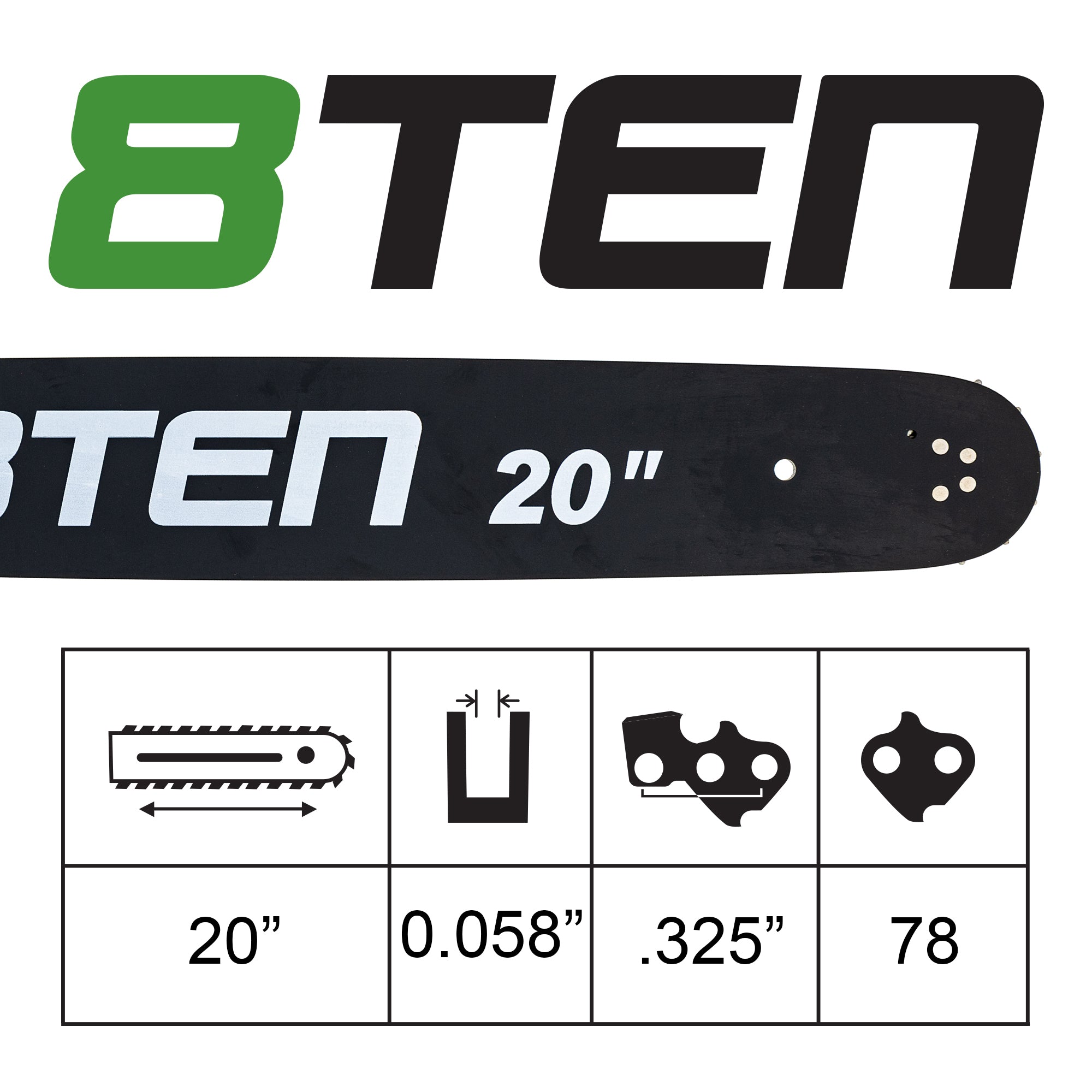 20 Inch Chainsaw Guide Bar For Husqvarna Jonsered | 8TEN