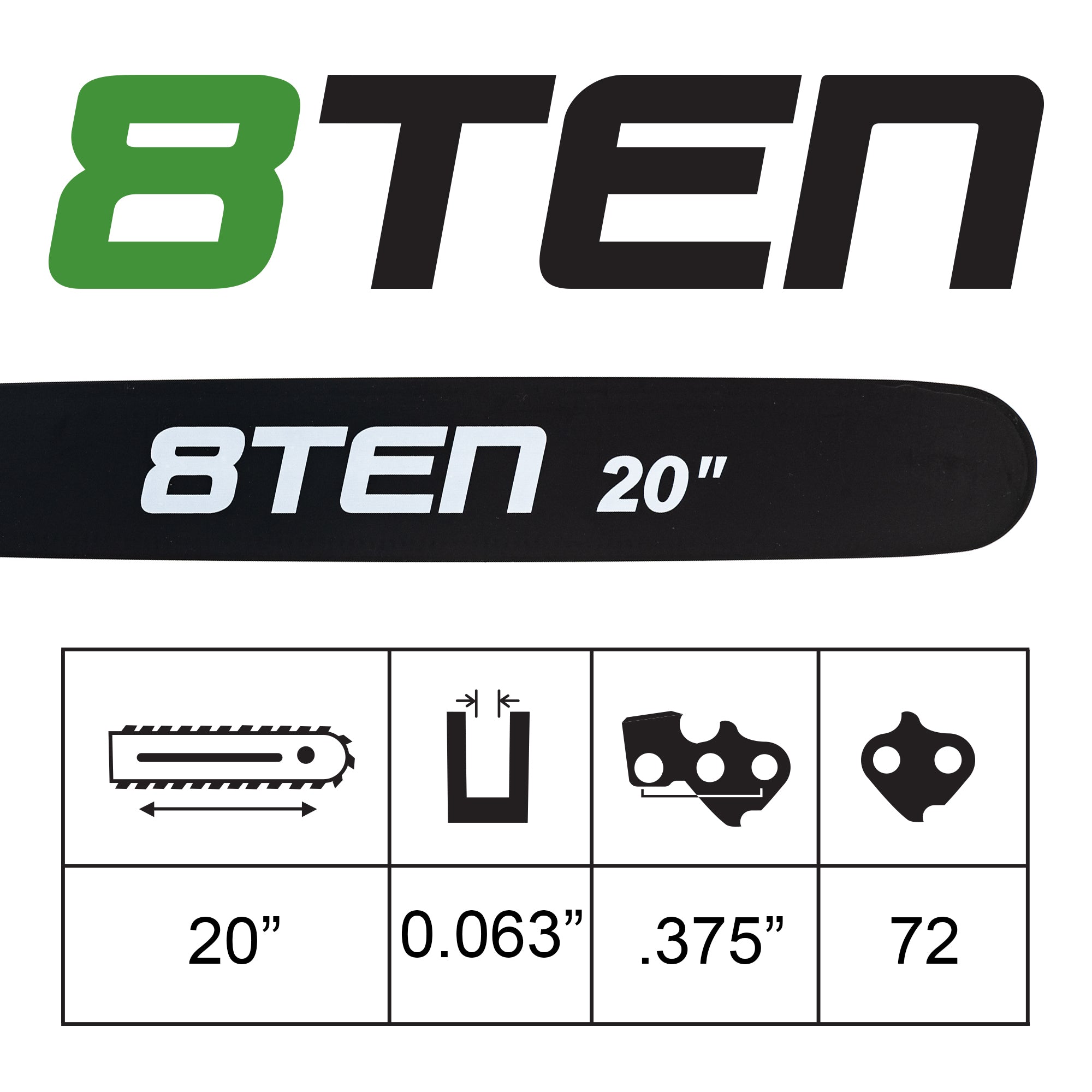20 Inch Chainsaw Guide Bar For 30030019221 | 8TEN