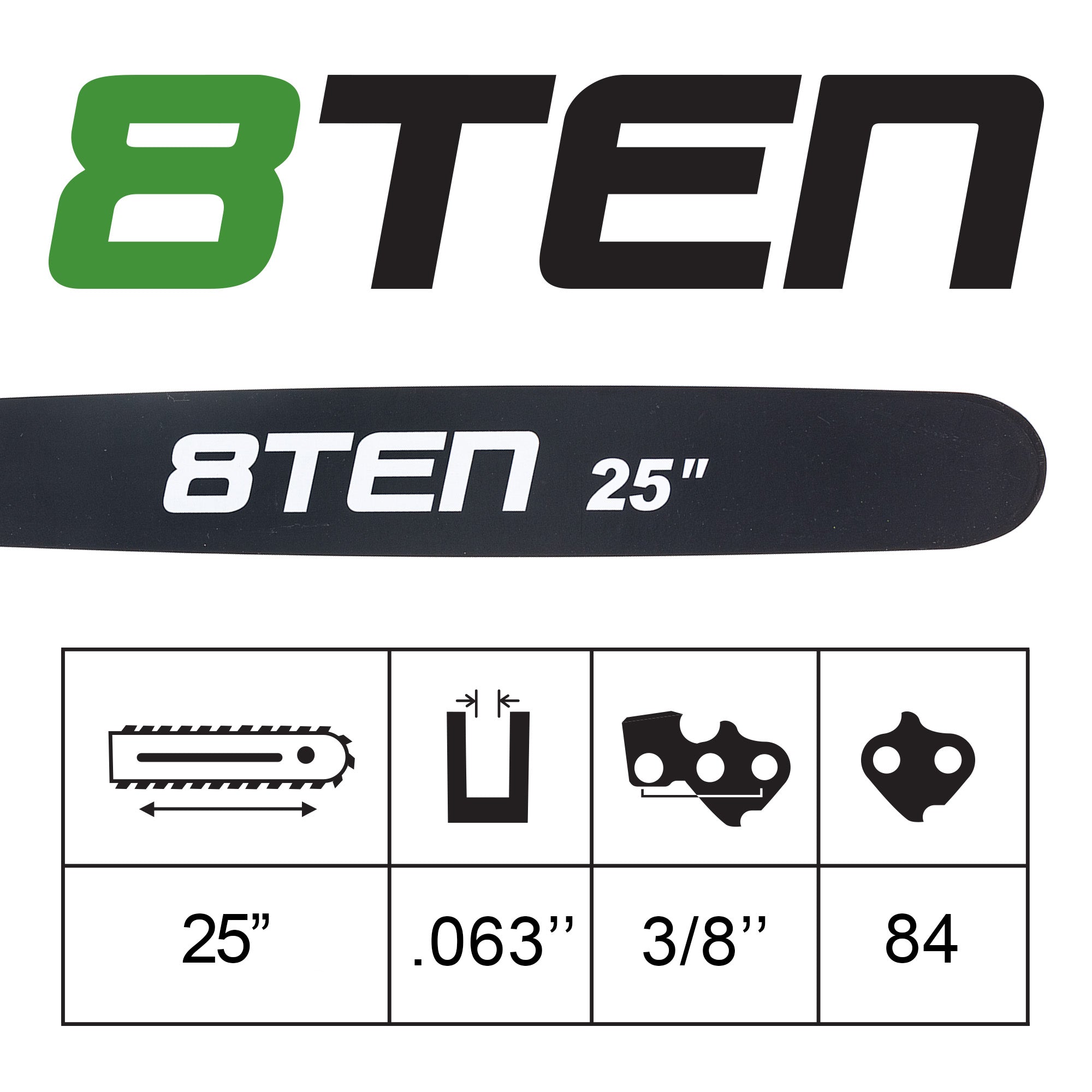 25 Inch Chainsaw Guide Bar For 243ATMD025 | 8TEN