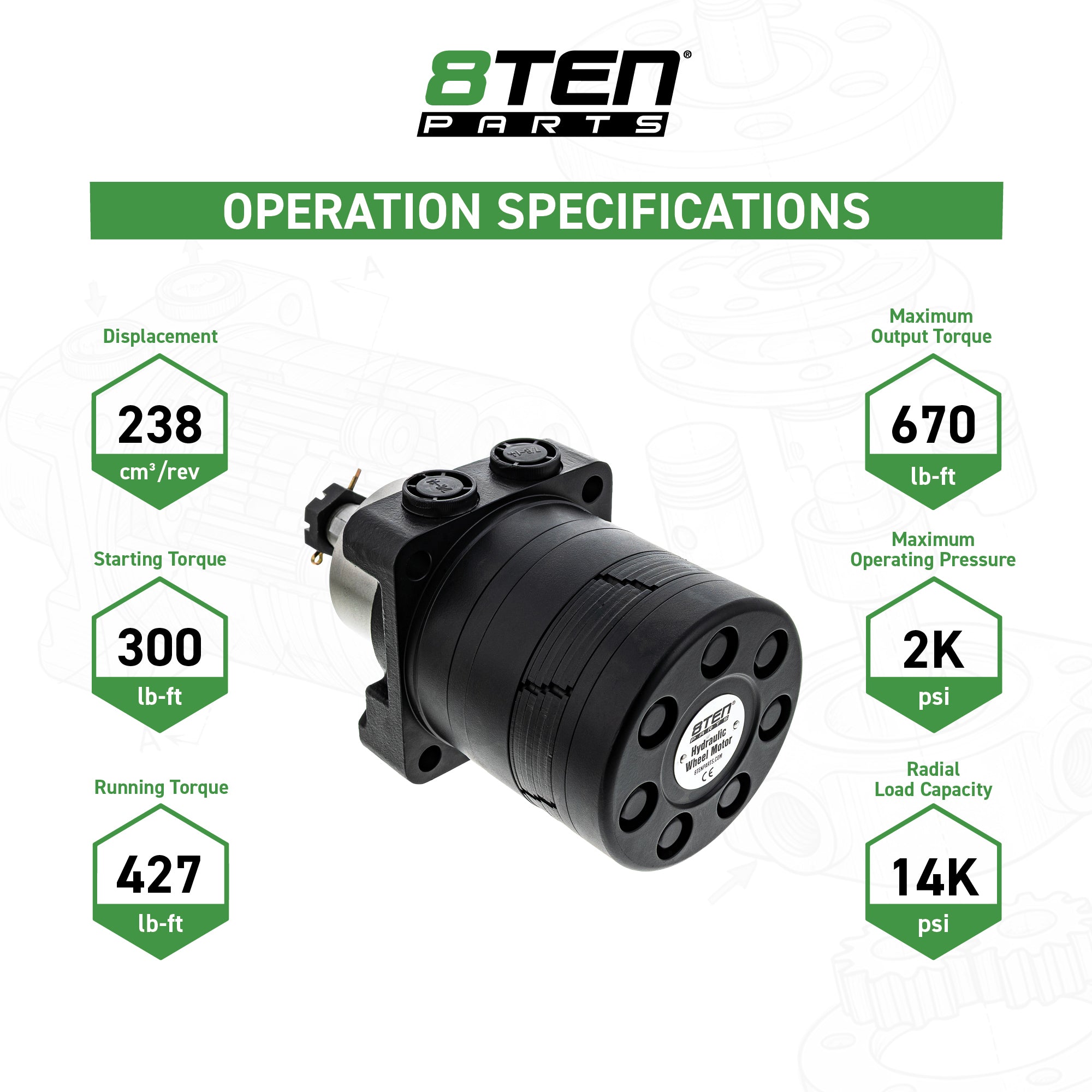 8TEN Hydraulic Wheel Motor 2-Pack